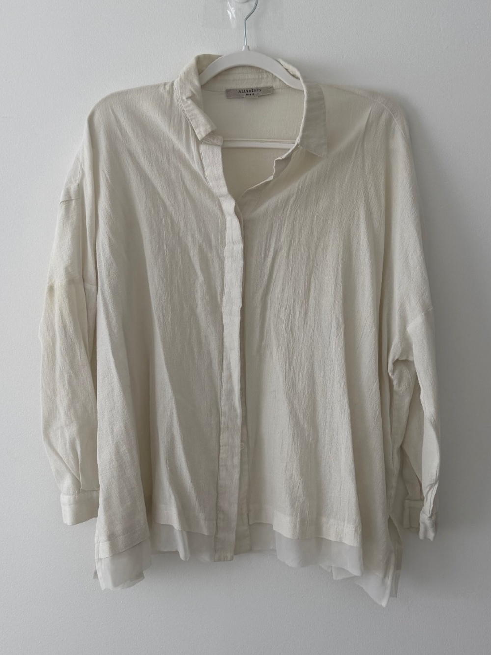 All Saints Katie Oversized White Cotton Shirt